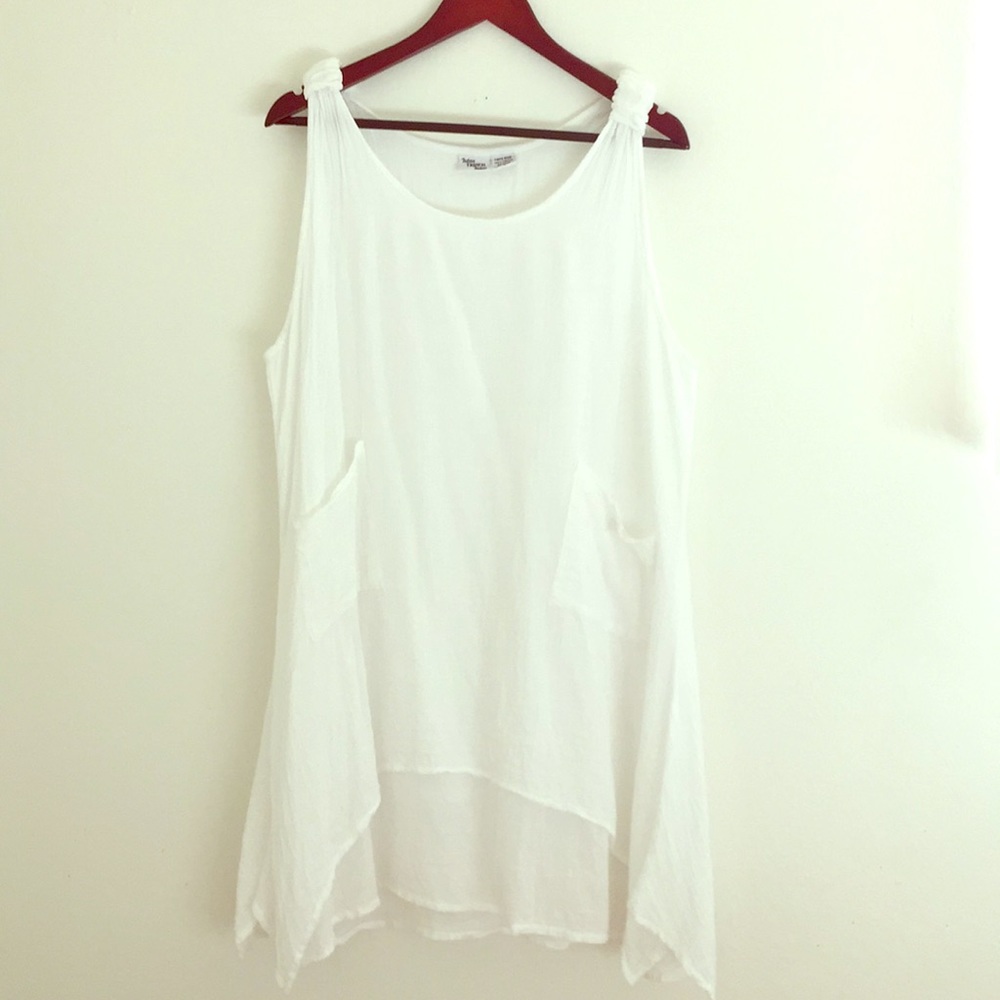 White cotton summer tunic dress